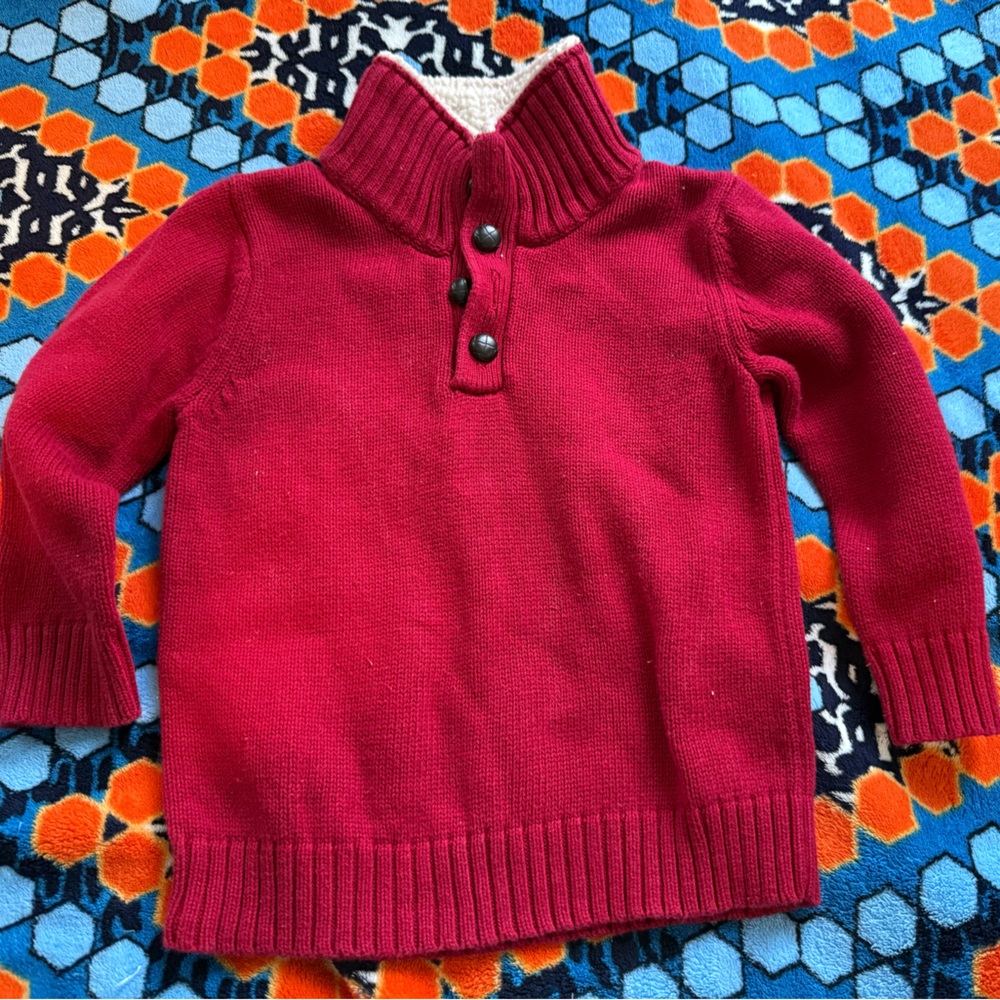 Gap Red Sweater Cotton sherpa neck
